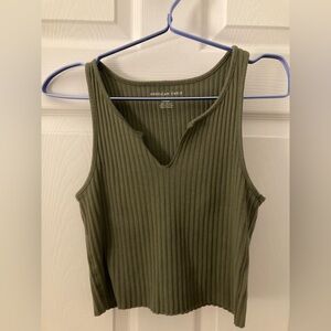 American Eagle Olive Ribbed Top Small